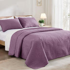 Exclusivo Mezcla Queen Quilt Bedding Set, Lightweight Dusty Lavender Quilts - Image 2