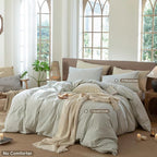 MooMee Striped Duvet Cover Set 100% Washed Cotton Linen Like Textured - Image 2