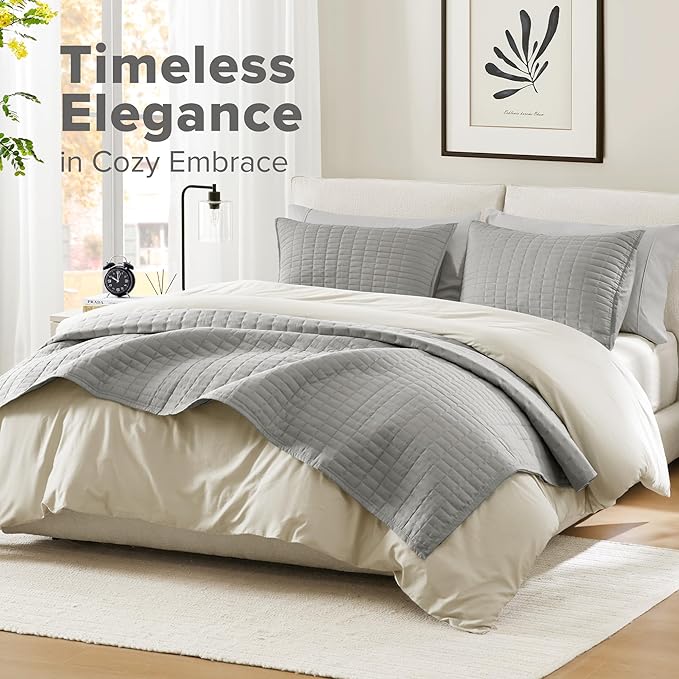 Comfort Spaces Kienna Quilt Set- Double Sided Stitching Design Summer Blanket - Image 2