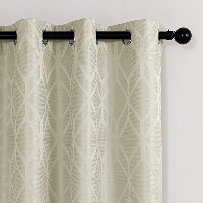 Amazon Basics Jacquard 2-Piece 100% Blackout Curtains, Living Room and Bedroom - Image 4