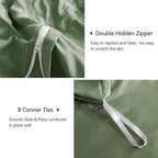 JELLYMONI Dark Green Duvet Cover Queen Size, Soft Breathable Seersucker Duvet - Image 5