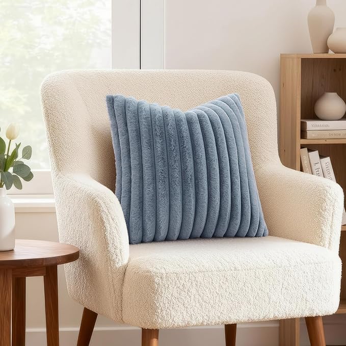 decorUhome Cozy Faux Fur Throw Pillow Covers 26x26 Set of 2 Decorative Soft - Image 4