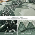 Dintszyayue Green Boho Quilt Set King Size, 3 Piece Aztec Texture Bedspread - Image 4