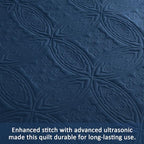 Yiran Navy Blue Quilt Set Queen Size Lightweight Bedspread Embossed Pattern - Image 5