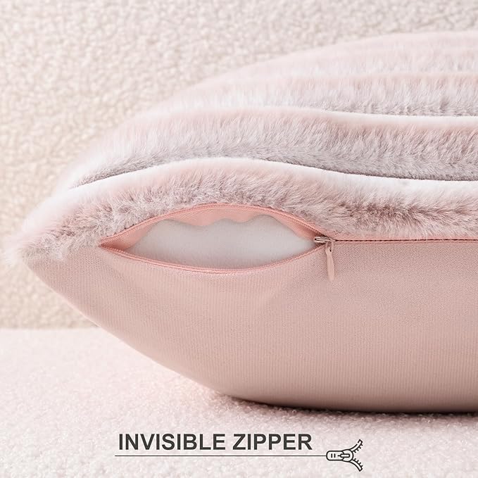 Pallene Faux Fur Plush Lumbar Throw Pillow Covers 12x20 Set of 2, Luxury Soft - Image 3