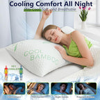 Shredded Memory Foam Pillows, Cooling Pillows Standard Size Set of 2 Adjustable - Image 2