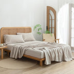 BESTOUCH Flat Sheet Only 100% Washed Cotton Linen Feel Wrinkle-Free, - Image 3