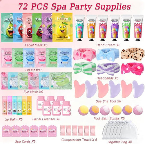 72 PCS Spa Party Supplies for Girls, Spa Party Favors Include Face Masks - Image 2