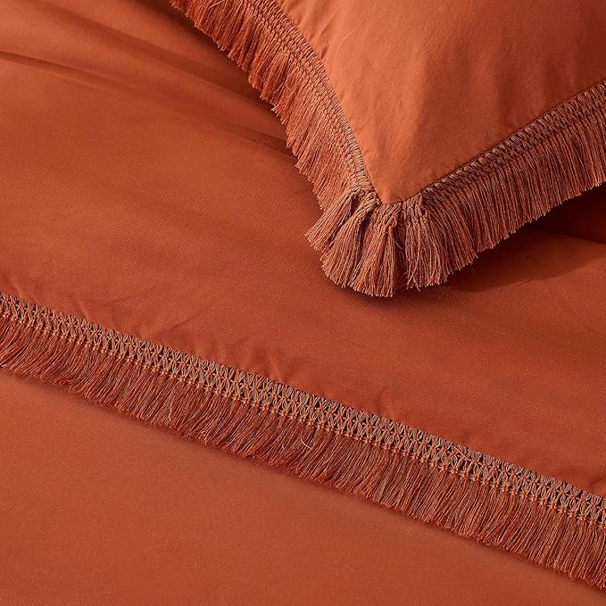 Andency Oversized King Size Comforter Set Terracotta 128x120, 3 Pieces Boho - Image 7