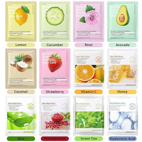 12 Pack Face Masks Skincare Sheet Face Masks - Image 2