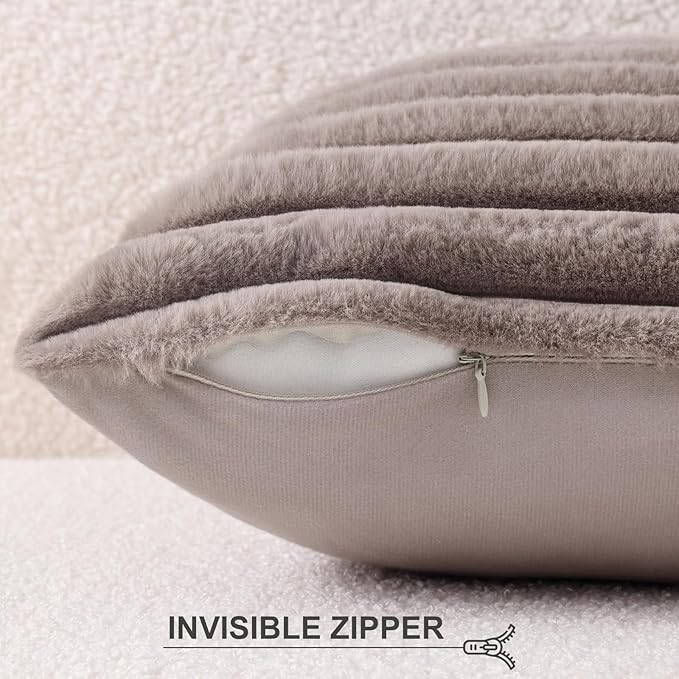 Pallene Faux Fur Plush Throw Pillow Covers 26x26 Set of 2, Luxury Soft Fluffy - Image 3