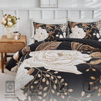 MKXI Gold Floral Black Duvet Cover Twin XL Bedding Set Bold Vintage Style - Image 2