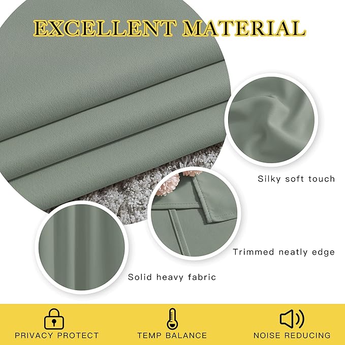 NICETOWN 66 inch Sage Green Curtains - Image 4
