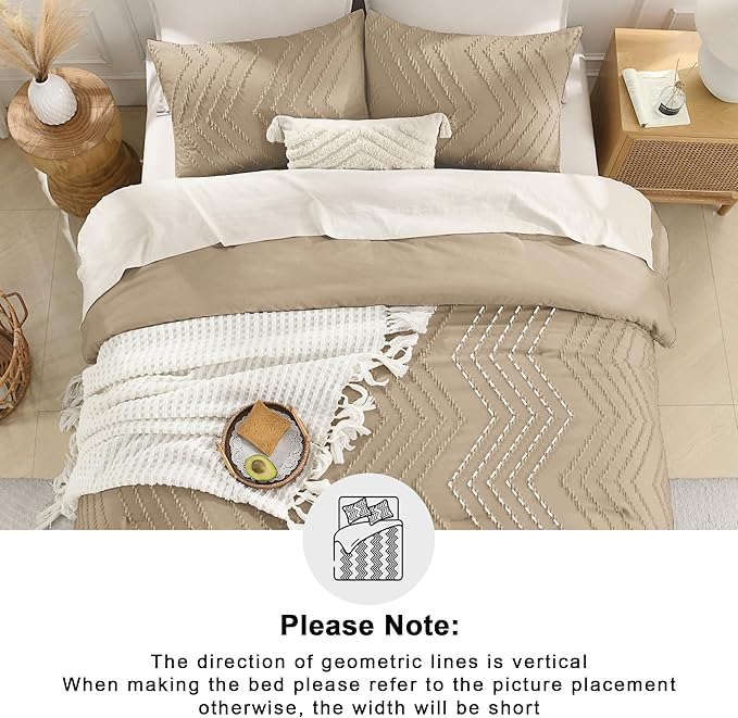 Andency Taupe Comforter Set King Size, Boho Soft Warm Tufted Bedding Comforter - Image 5