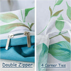 FADFAY Botanical Duvet Cover Sets Twin Size 100% Cotton Teal Green Leaves - Image 4