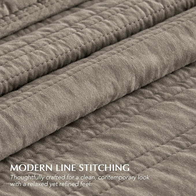 EVERGRACEHOME 100% Cotton Modern Lines Quilt Set King Size, Pre-Washed Soft - Image 4