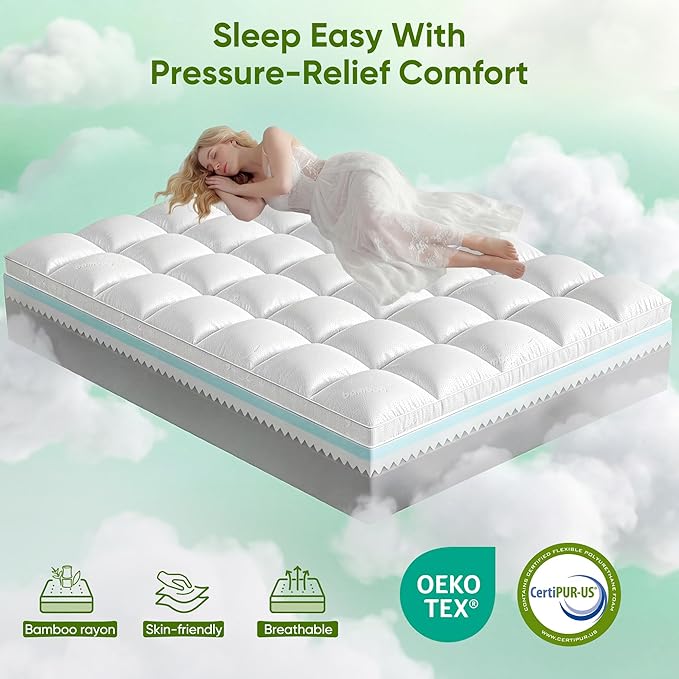 5 Inch California King Mattress Topper, Memory Foam Mattress Toppers -2.5" Gel - Image 7