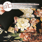 WONGS BEDDING Black Boho Floral Quilt Set Queen, Elegant Gold Flower Bedspread - Image 6