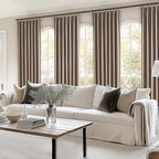 Topfinel 94 Inches Long Taupe Flax Custom Blackout Linen Curtains, Viral Ivory - Image 8