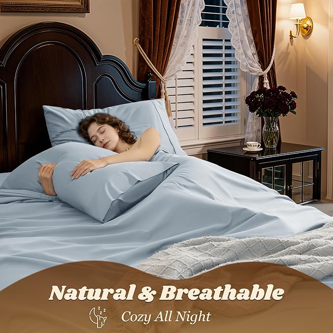 LBRO2M 1000 Thread Count 100% Egyptian Cotton Sheets Set King Size, 4 Piece - Image 5