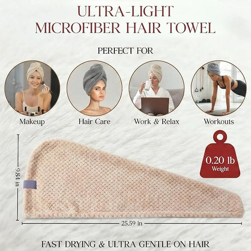 2 Pack Microfiber Hair Towel Wrap - Image 2