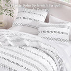 Andency White California King Quilt Set, 3 Pieces Boho Lightweight Soft Striped - Image 4