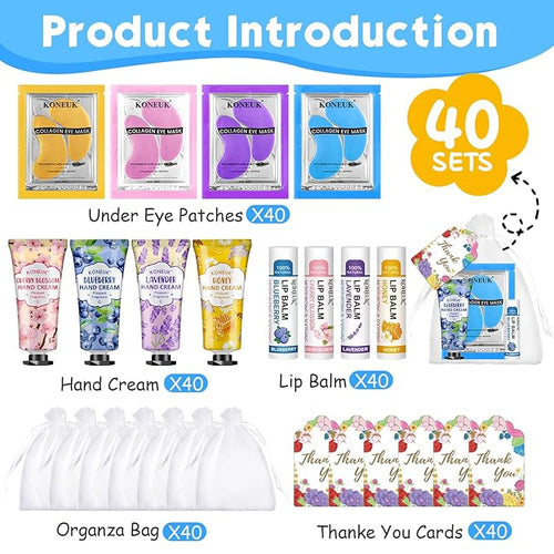 120 Pcs Spa Party Favors Set of Under Eye Patches, Bulk Hand Creams and Lip - Image 2