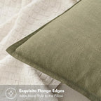 MIULEE Decorative Linen Euro Sham Pillow Covers 24x24 Light Olive Green ​Boho - Image 2