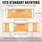 Bathtub Tray Caddy, Premium Bamboo Expandable Bath Tub Trays Table, Foldable - Image 3