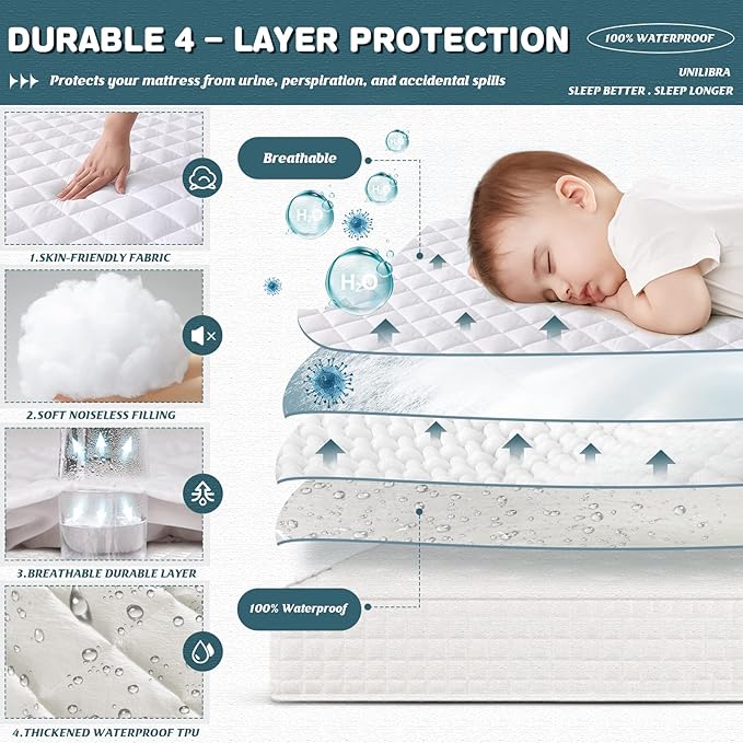 UNILIBRA Twin XL Mattress Cover Waterproof, Deep Pocket Mattress Pad Protector - Image 4