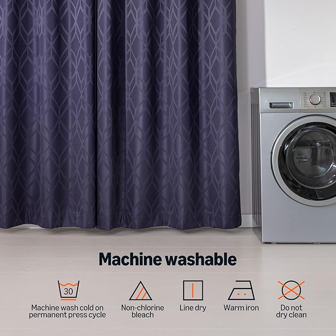 Amazon Basics Jacquard 2-Piece 100% Blackout Curtains, Living Room and Bedroom - Image 6