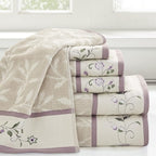 Madison Park Serene 100% Cotton Bath Towel Set Luxurious Floral Decorative - Image 2