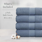 NY Loft 100% Cotton Bath Towel Set of 4 | Blue Towels | Oeko-TEX® Standard 100 - Image 2