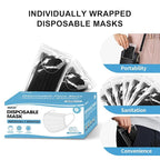 NNPCBT Black Individually Wrapped Masks 50pcs, Disposable Face Masks - Image 2