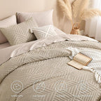 Andency Khaki California King Comforter Set, 3 Pieces Khaki Boho Bedding Set & - Image 4