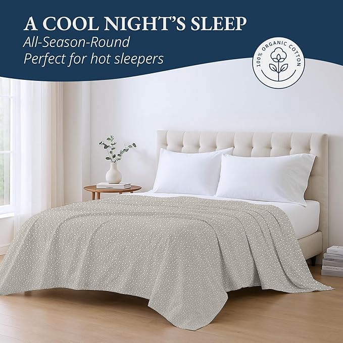 Lane Linen 100% Organic Cotton Queen Size Flat Sheet Only - Image 4