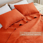 Exclusivo Mezcla King Size Quilt Bedding Set, Lightweight Burnt Orange Quilts - Image 3