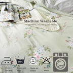 FADFAY Floral Duvet Cover Set Queen 100% Cotton Sage Green Comforter Set - Image 7