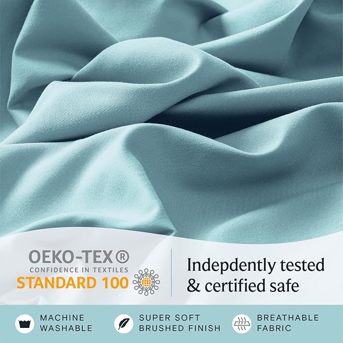 LuxClub 4 PC King Size Sheet Set Deep Pockets 18" Wrinkle Free Cooling Sheets - Image 7