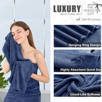 4 Piece Extra Large Bath Towel 35"x70" Oversized Bath Sheet Navy Blue Bath - Image 3