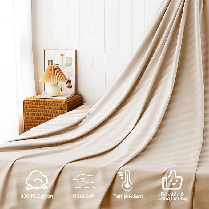 Cotton Flat Sheets Only, 600 TC 100% Cotton Flat Sheet Top Sheet Only, Queen - Image 4