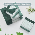 Andency Emerald Green Quilt Cal King, 3 Pieces Patchwork Striped Bedspread - Image 7