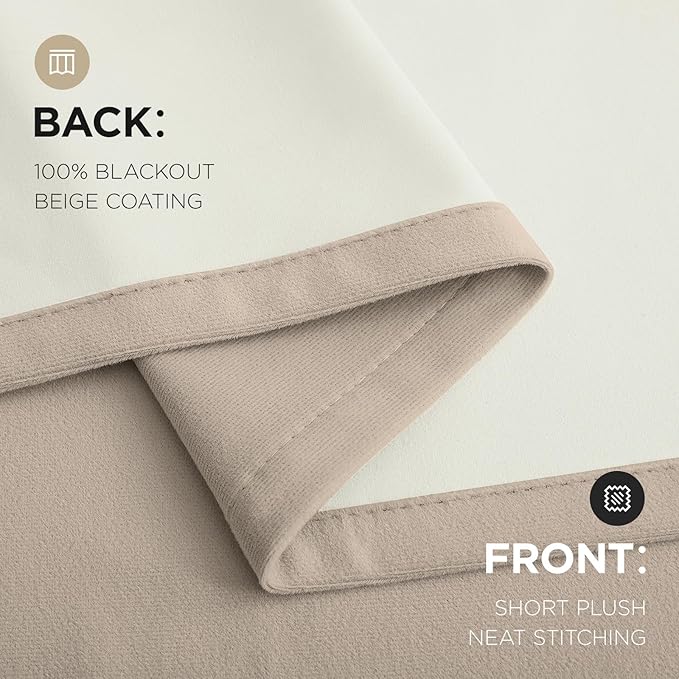 Joydeco Light Beige 100% Blackout Curtains 90 Inch 2 Panels, Luxury Thermal - Image 8