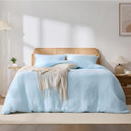Blue Duvet Cover King, 100% Sandwashed Cotton Soft King Size Duvet Cover Set 3 - Image 6
