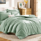 CozyLux King Size Comforter Set Sage Green - Image 9