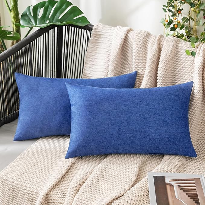 MIULEE Pack of 2 Decorative Outdoor Solid Waterproof Throw Pillow Covers Faux by MIULEE