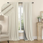 Thick Linen Blackout Curtains 104 Inches Long 2 Panel Set Custom Length by Pitalk