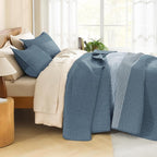 Litanika California King Quilt Set Blue Linen - Image 2