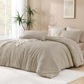 Andency Oversized King Comforter 120''x98'', 3 Pieces Oatmeal Soft Boho Bedding by Andency