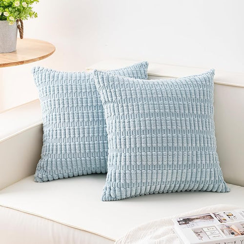 Aegero Pack of 2 Corduroy Decorative Throw Pillow Covers 24x24 Inch Soft by Unknown